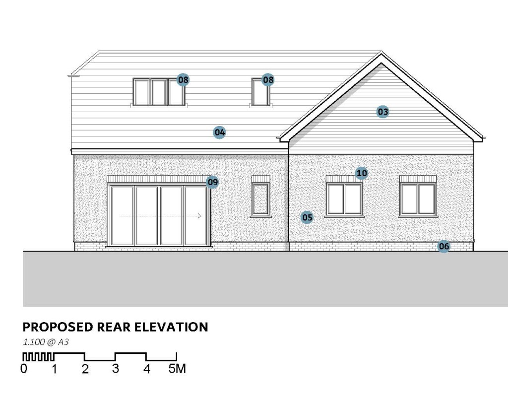 Lot: 24 - FREEHOLD SITE IN SEMI-RURAL LOCATION WITH PLANNING FOR A DETACHED DWELLING - Proposed Rear Elevation